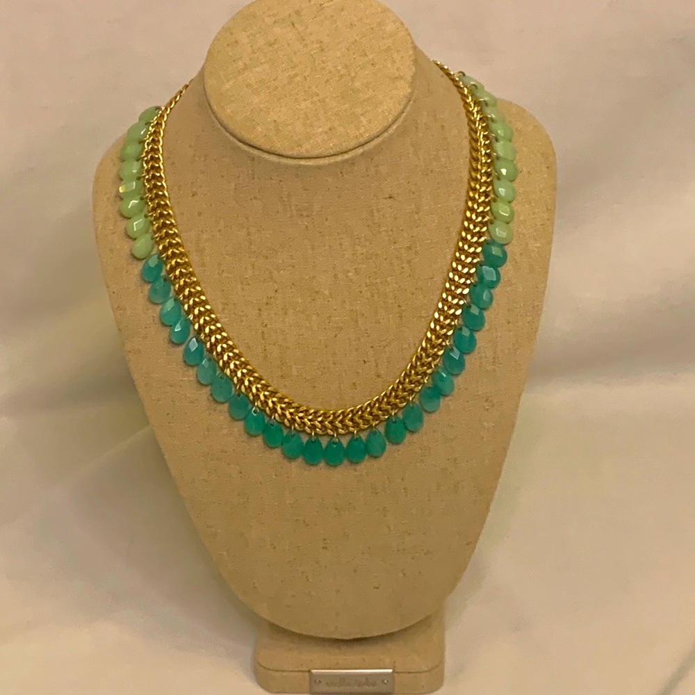 Stella & Dot Contessa Jade Statement Necklace ~ Green/Gold